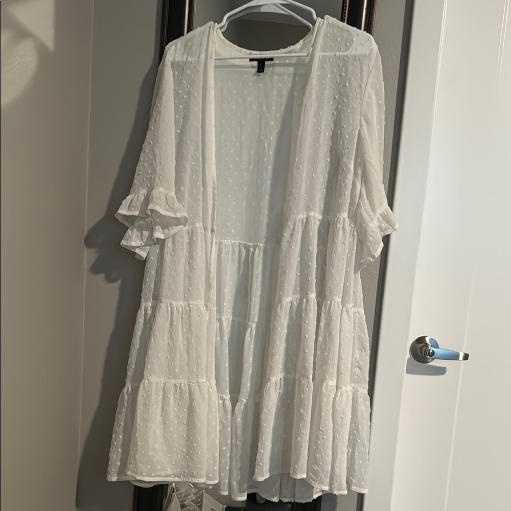 White Sheer Ruffle Cardigan